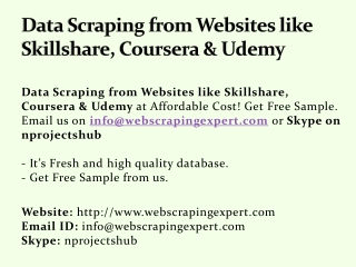Data Scraping from Websites like Skillshare, Coursera & Udemy