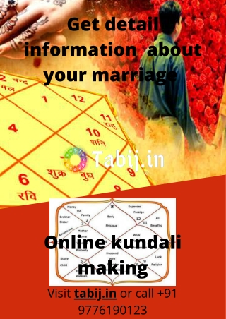 Online kundali making: Get Free kundli expectation examination for marriage by date of birth call  91 9776190123 or visi