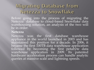 Netezza Snowflake