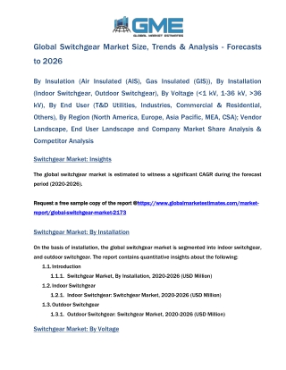 Global Switchgear Market Size, Trends & Analysis - Forecasts to 2026