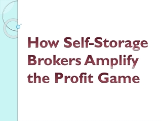 How Self Storage Brokers Amplify the Profit Game