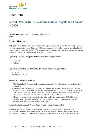 Orthopedic 3D Scanners Market Insights and Forecast to 2026