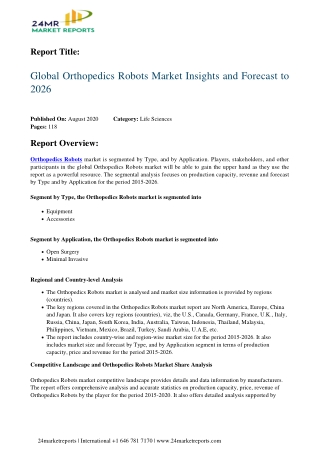 Orthopedics Robots Market Insights and Forecast to 2026