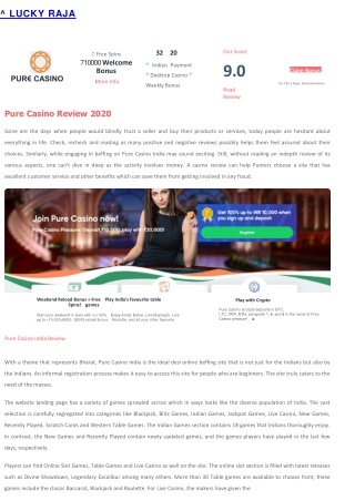 Pure Casino Review 2020