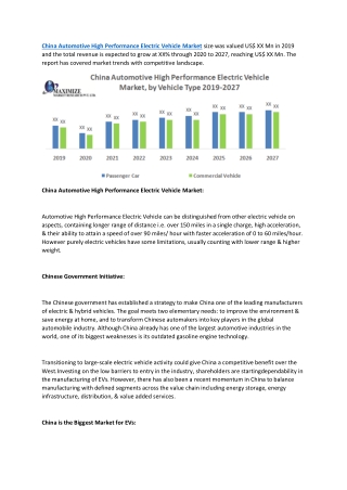 China Automotive High Performance Electric Vehicle Market