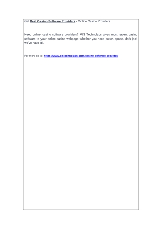 Get Best Casino Software Providers - Online Casino Providers