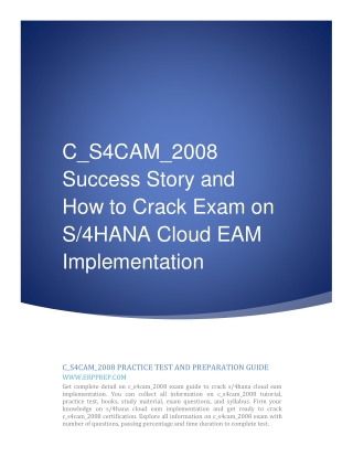 C_S4CAM_2008 Success Story and How to Crack Exam on S/4HANA Cloud EAM Implementation