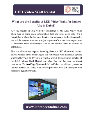 What are the Benefits of LED Video Walls for Indoor Use in Dubai?