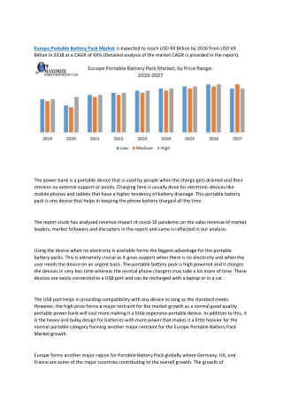 Europe Portable Battery Pack Market