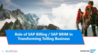 Role of SAP BRIM/Billing in Transforming Tolling Business