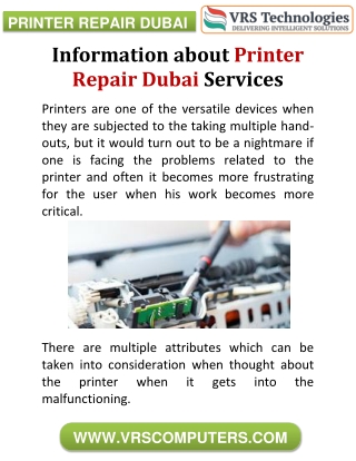 Information About Printer Repair Dubai Services