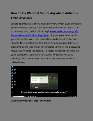 How To Fix Webroot Secure Anywhere Antivirus Error UPW003?