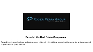 Beverly Hills Real Estate Companies