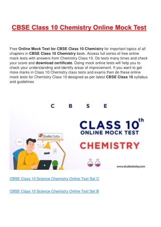 Free Online test for class 10 Chemistry all Chapter