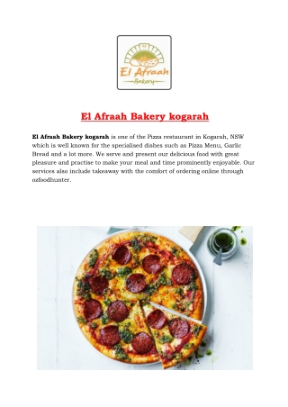 5% off - El Afraah Bakery pizza kogarah Menu, NSW