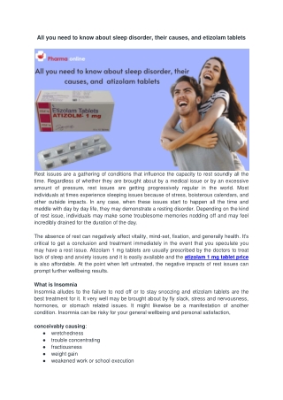 All you need to know about sleep disorder, their causes, and etizolam tablets