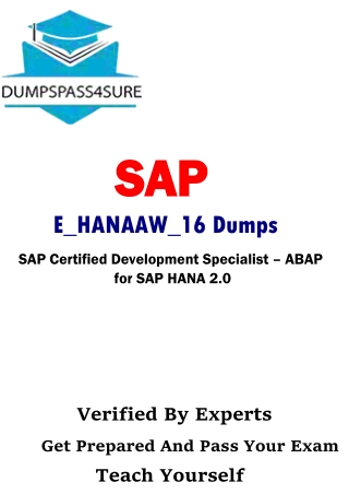 SAP E_HANAAW_16 Dumps PDF 100% Authentic & Unique Guideline