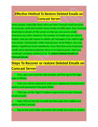 Call 1-800-316-3088 How To Restore Deleted Emails on Comcast Server