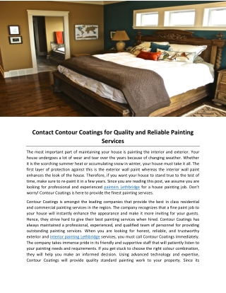 Contact Contour Coatings for Quality and Reliable Painting Services