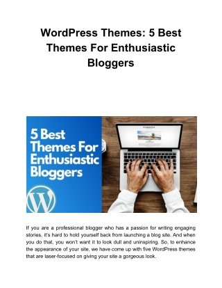 WordPress Themes: 5 Best Themes For Enthusiastic Bloggers