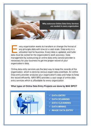 Why Outsource Online Data Entry Services are needed in Every Organization ?