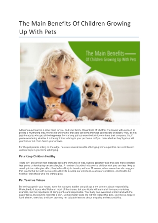 How Growing Up With Pets Benefits Your Children?