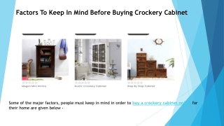 Factors to Keep In Mind before Buying Crockery Cabinet