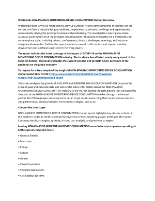 Non-Invasive Monitoring Device Consumption Market Share, By Product Analysis, Application, End-Use, Regional Outlook, Co