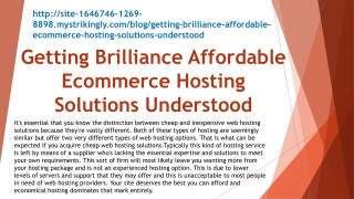 Getting Brilliance Affordable Ecommerce Hosting Solutions Understood