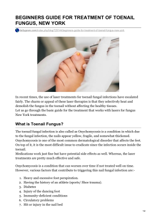 Beginners guide for treatment of toenail fungus, new york