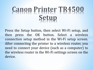 Canon Printer TR4500 Setup | Exceltech Guru