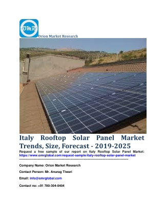 Italy Rooftop Solar Panel Market Trends, Size, Forecast - 2019-2025