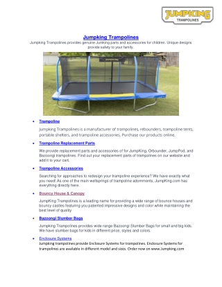 Trampolines For Sale | Genuine Jumpking Parts | Jumpking Trampolines