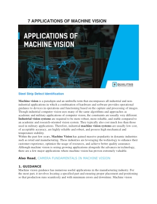 7 APPLICATIONS OF MACHINE VISION