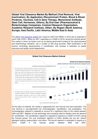 Global Viral Clearance Market Research Report, Forecast 2027 | Growth Market Reports