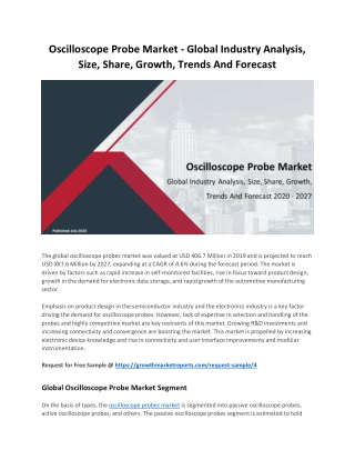 Oscilloscope Probe Market - Global Industry Analysis, Size, Share, Growth, Trends And Forecast