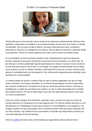 El Niño Y LaLectura A Temprana Edad