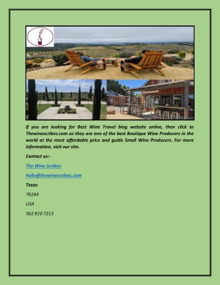 Best Wine Travel blog website | Thewinescribes.com