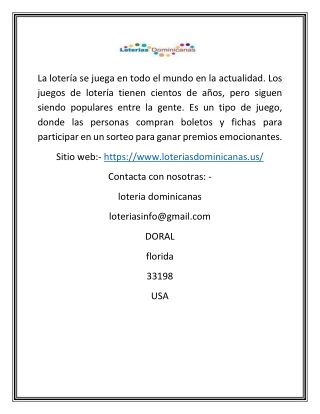 conozca la loteria nacional dominicana en vivo