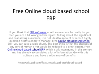 Free Online cloud based school ERP