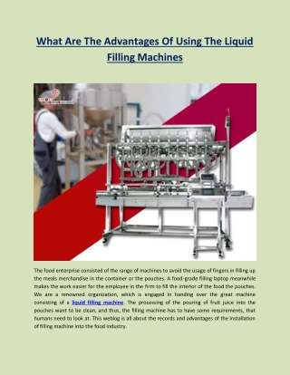 What Are The Advantages Of Using The Liquid Filling Machines