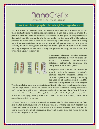 Check out holographic labels @ Nanografix.com