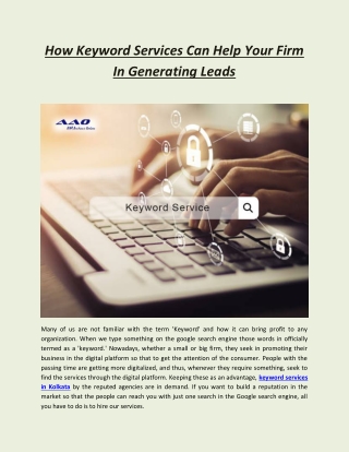 How Keyword Services Can Help Your Firm In Generating Leads