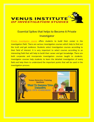 Essential Spikes that helps to Become A Private Investigator