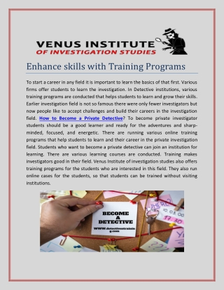 Enhance skills with Training Programs