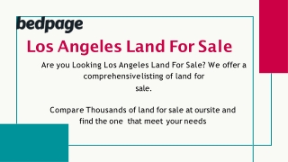 Los Angeles Land For Sale
