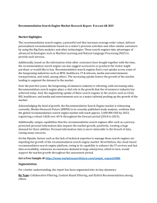 Recommendation Search Engine Market Research Report- Forecast till 2025