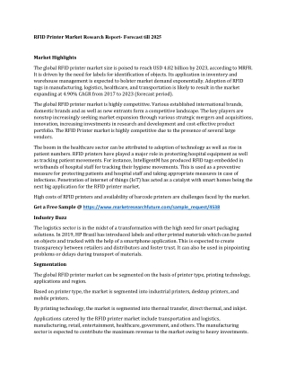 RFID Printer Market Research Report- Forecast till 2025