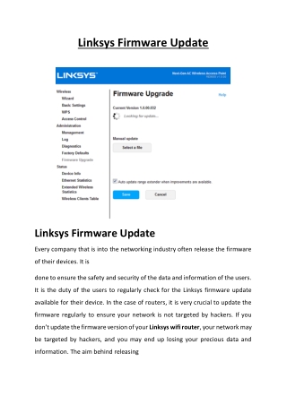 Linksys Router firmware updates