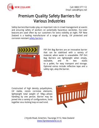 Premium Quality Safety Barriers for Various Industries